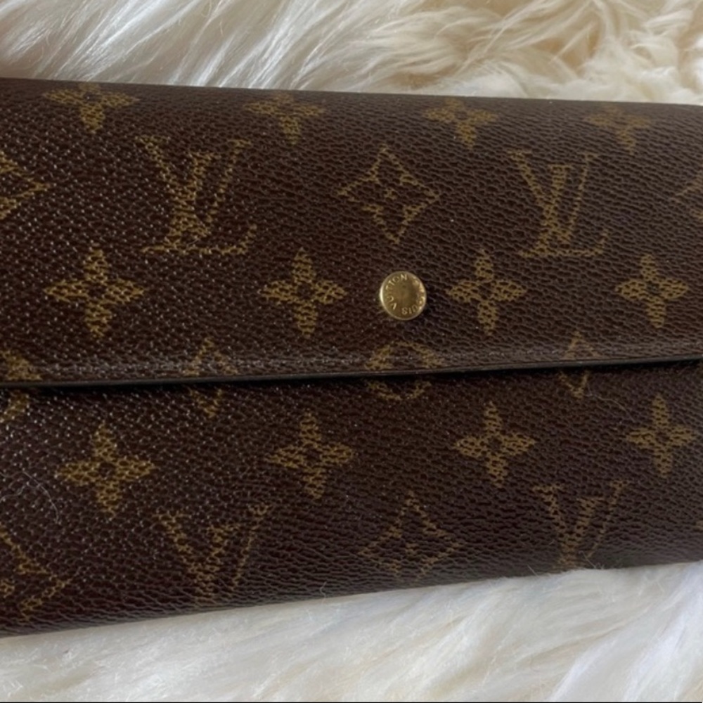 Louis Vuitton Porte Tresor canvas monogram wallet card slots snap flap long .